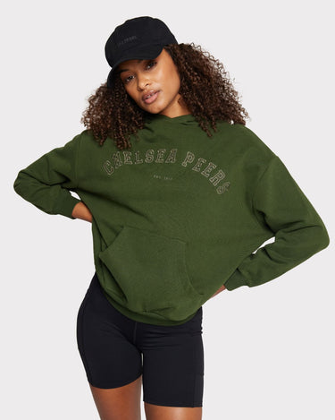 Organic Cotton Logo Embroidered Hoodie - Green